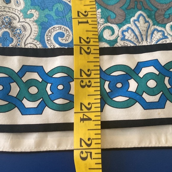 Phoebe Couture Blue & Green Silk Boho Short Sleeves Mini Dress size 8 - Picture 13 of 14